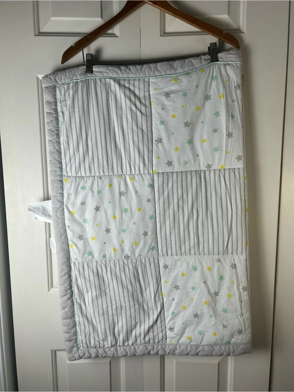 Child of Mine by Carter's Lamb Stars Baby Blanket Comforter Quilt Gray White